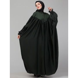 Nazneen Yoke and Gathered Front and Back Pleated sleeve Free size Kaftan abaya