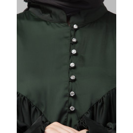 Nazneen Yoke and Gathered Front and Back Pleated sleeve Free size Kaftan abaya