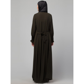 Nazneen Pleats at chest Smoking Sleeve Casual Abaya / Naqab/ Burqa