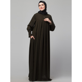 Nazneen Pleats at chest Smoking Sleeve Casual Abaya / Naqab/ Burqa