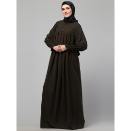 Nazneen Pleats at chest Smoking Sleeve Casual Abaya / Naqab/ Burqa