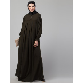 Nazneen Pleats at chest Smoking Sleeve Casual Abaya / Naqab/ Burqa