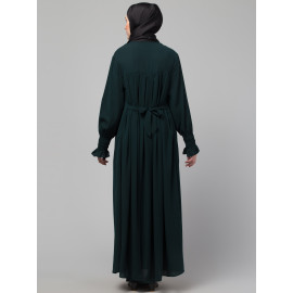 Nazneen Pleats at chest Smoking Sleeve Casual Abaya / Naqab/ Burqa