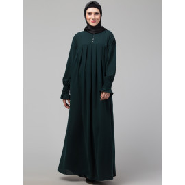 Nazneen Pleats at chest Smoking Sleeve Casual Abaya / Naqab/ Burqa