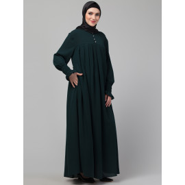 Nazneen Pleats at chest Smoking Sleeve Casual Abaya / Naqab/ Burqa