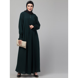 Nazneen Pleats at chest Smoking Sleeve Casual Abaya / Naqab/ Burqa