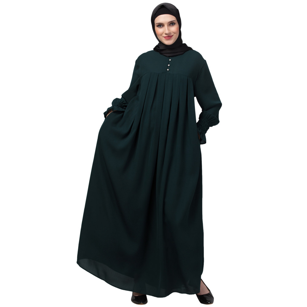 Nazneen Pleats at chest Smoking Sleeve Casual Abaya / Naqab/ Burqa