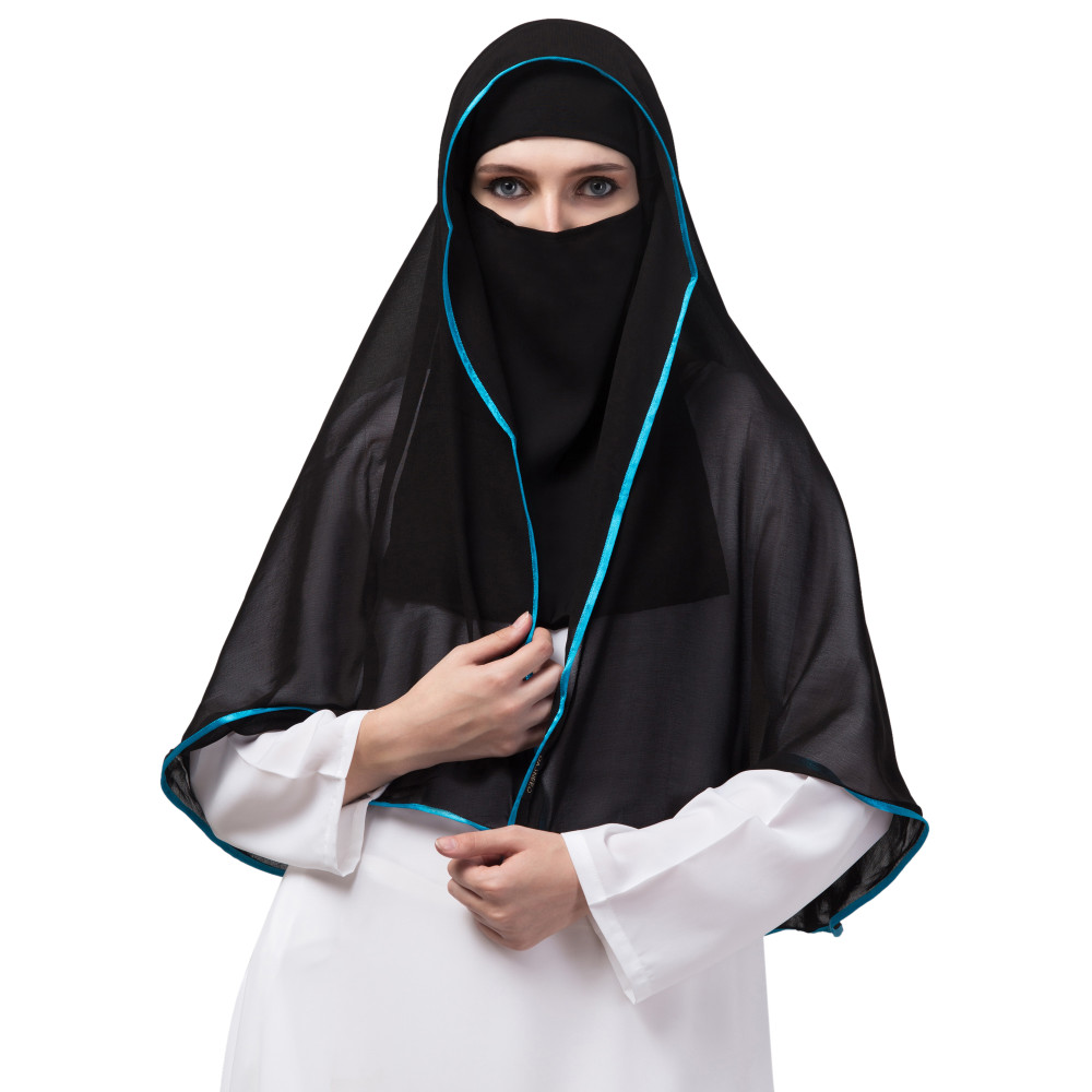 Nazneen Butterfly Arabian hijab With nose piece with Satin tape