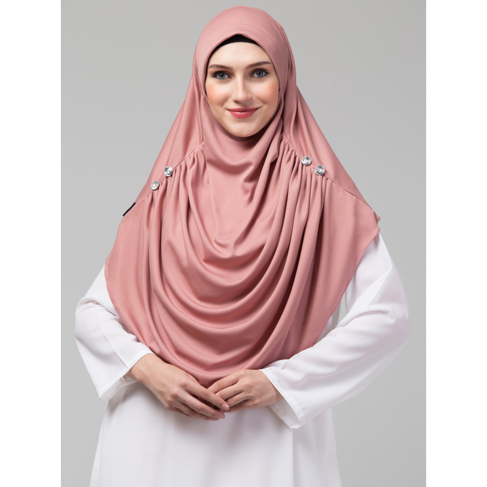 Nazneen front gather & pleated with Cristal stone ready to wear prayer Hijab 