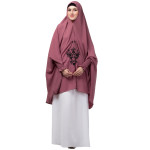 Nazneen Front  Embroidery stretchable smoking at wrist knee length Jilbab cum prayer khimar Hijab  For Hajj and Umrah