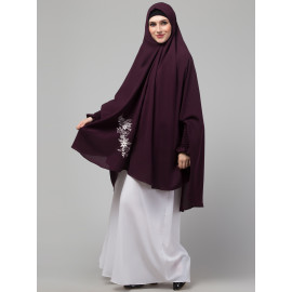 Nazneen Front Side Embroidery stretchable smoking at wrist knee length Jilbab cum prayer khimar Hijab  For Hajj and Umrah