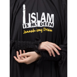  Nazneen Islamic Calligraphy printed stretchable smoking at wrist knee length Jilbab cum prayer khimar Hijab