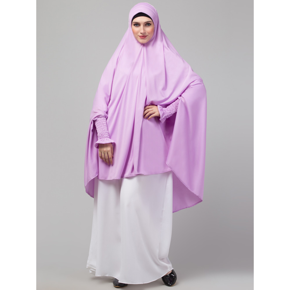 Nazneen stretchable Jersey smoking at  sleeve  Jilbab cum prayer khimar Hijab