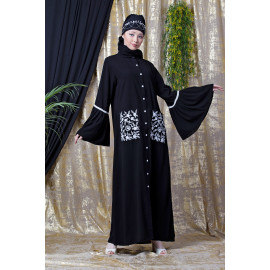 Nazneen Embroidered Pocket, Bell Sleeve casual Abaya