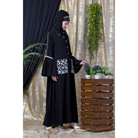 Nazneen Embroidered Pocket, Bell Sleeve casual Abaya