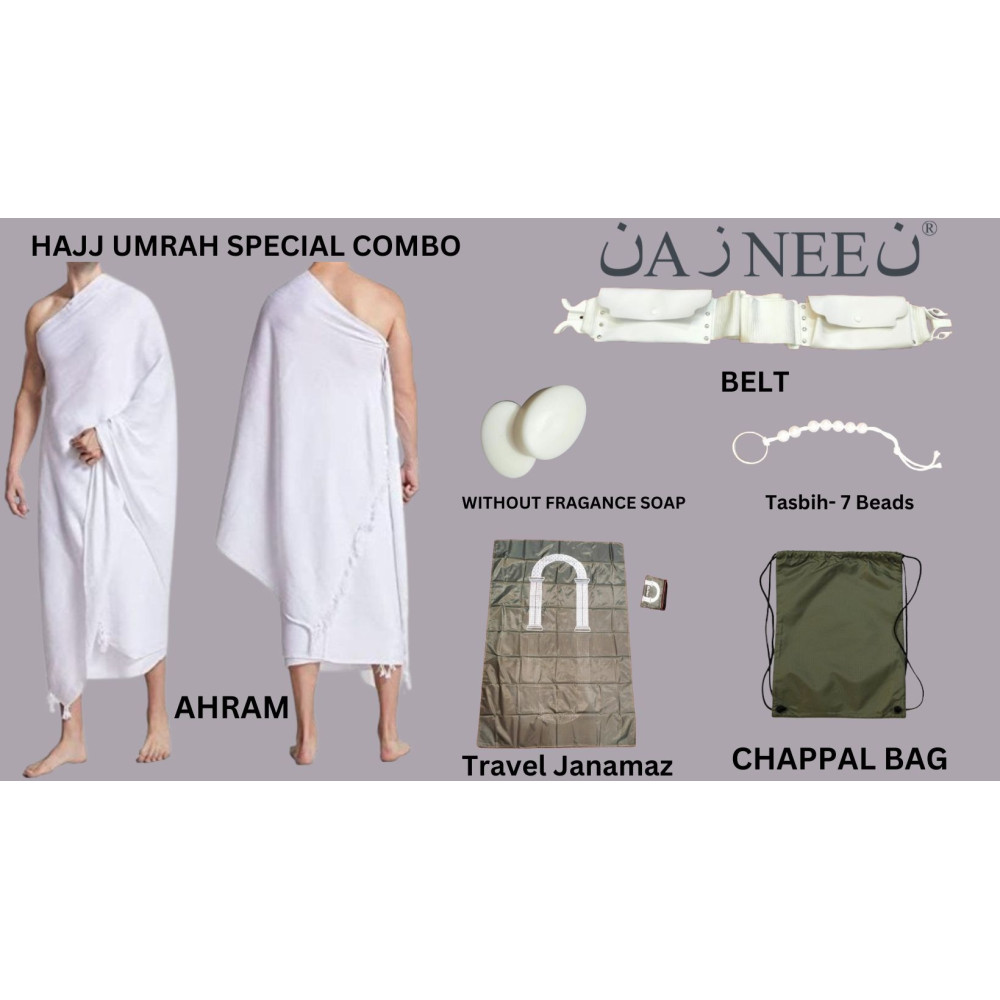 Nazneen Ihram Ehram Ahram set for Men in prayer of  2pcs set(top and Bottom) Speacial Hajj and Umraah Combo