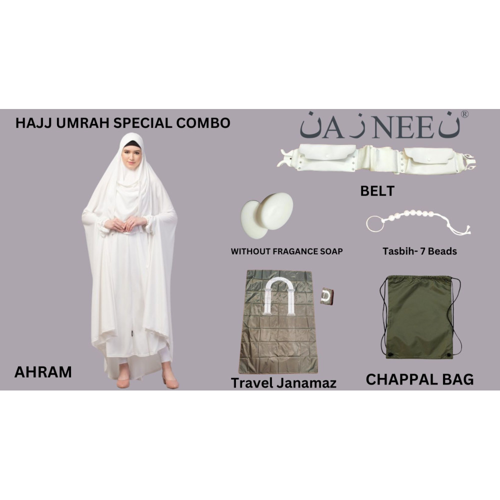 Nazneen Extra Nose Piece Head To Toe Free Size Jilbab combo Set for specially hajj and Umrah