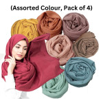 Nazneen plain soft plain Georgette 2 miters long Hijab cum Scarf  (Assorted Colour, Pack of 4)