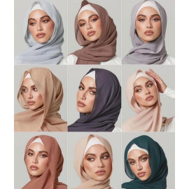 Nazneen plain soft plain Georgette 2 miters long Hijab cum Scarf  (Assorted Colour, Pack of 4)