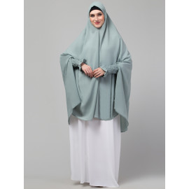 Nazneen stretchable smoking at wrist knee length Jilbab cum prayer khimar Hijab combo pack of two