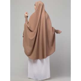 Nazneen Front Embroidery stretchable smoking at wrist knee length Jilbab cum prayer khimar Hijab  For Hajj and Umrah