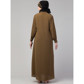 Front open Band Colar & cuff Daily wear casual Abaya