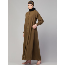 Front open Band Colar & cuff Daily wear casual Abaya