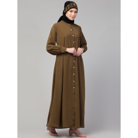 Front open Band Colar & cuff Daily wear casual Abaya