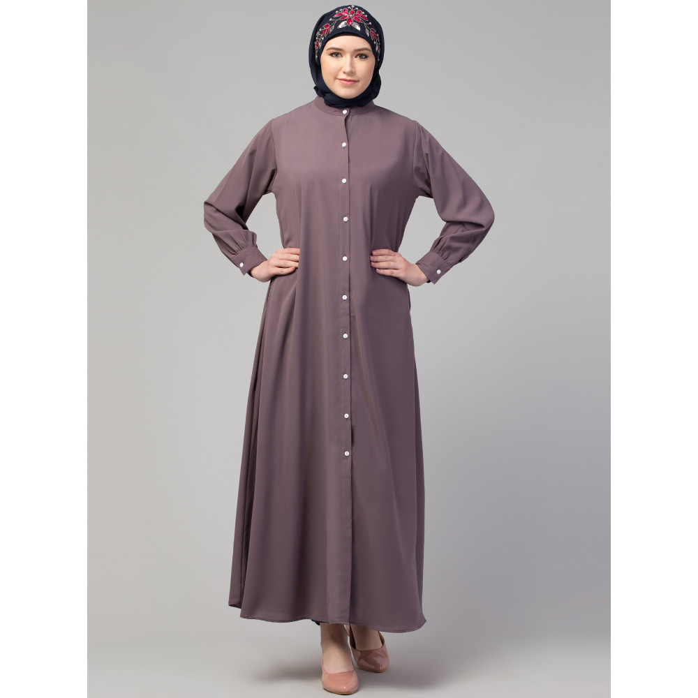 Nazneen Front open Band Colar & cuff Daily wear casual Abaya