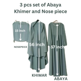 Nazneen 3 pcs set of Abaya Khimer and Nose piece