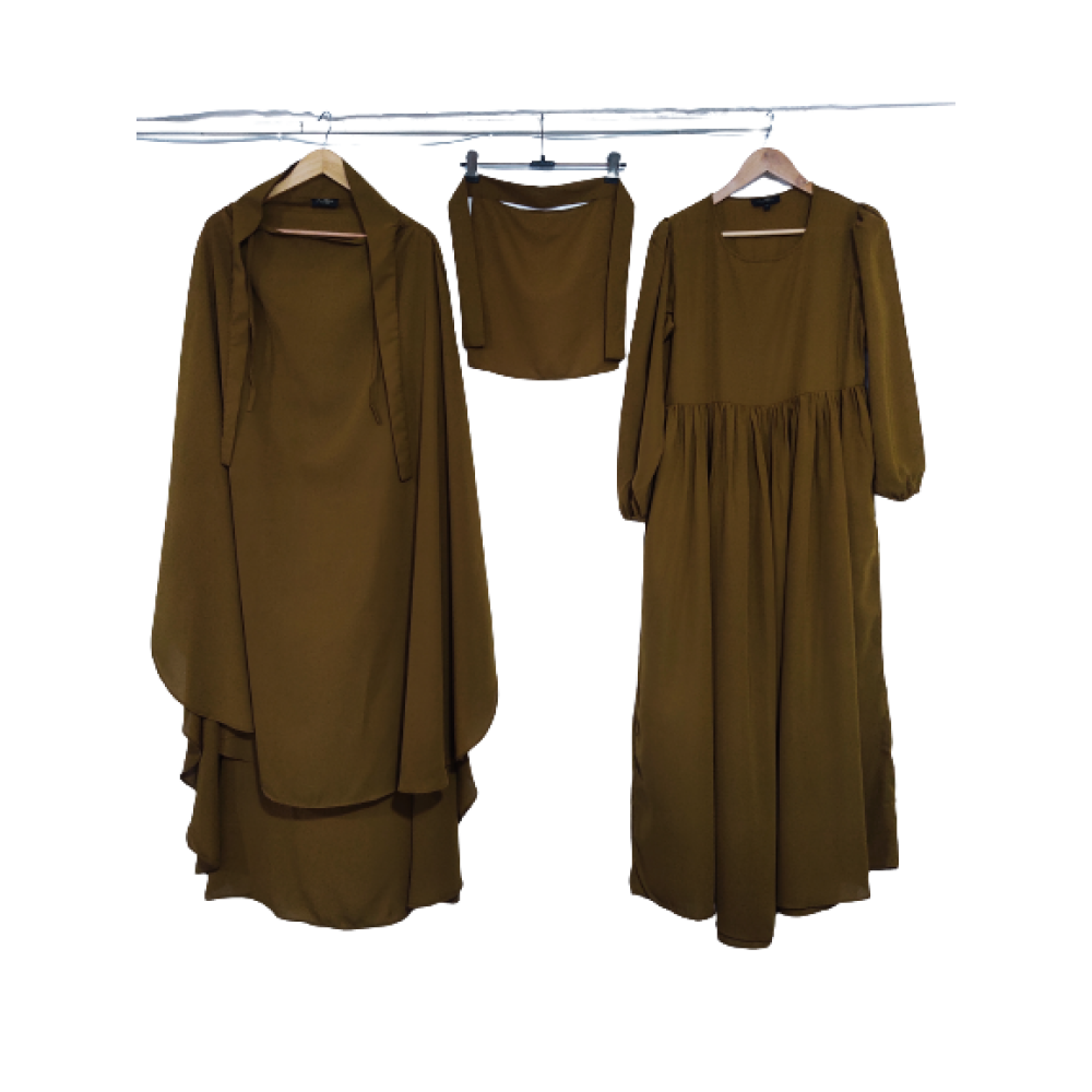 Nazneen 3 pcs set of Abaya Khimer and Nose piece