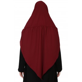 Nazneen Frill around shoulder, Triangle instant ready to wear tie at back Trendy Hijab (MAROON)