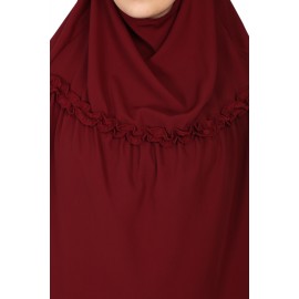 Nazneen Frill around shoulder, Triangle instant ready to wear tie at back Trendy Hijab (MAROON)