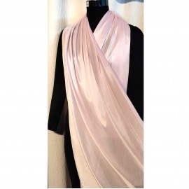 Nazneen silky shiny hosiery 2 miters ling Baby pink hijab com scarf