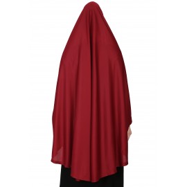 Nazneen stretchable Jeresy elastic at wrist with sleeve  Jilbab cum prayer khimar  Hijab (MAROON)