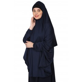 Nazneen stretchable Jeresy elastic at wrist with sleeve  Jilbab cum prayer khimar  Hijab (NAVY)