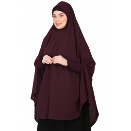 Nazneen Smoking sleeve instant ready to wear  Jilbab cum Khimer Hijab (WINE)