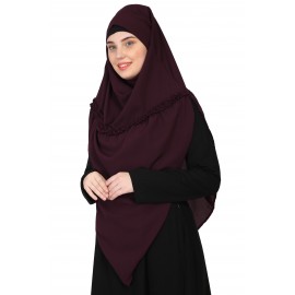 Nazneen Frill around shoulder, Triangle instant ready to wear tie at back Trendy Hijab (WINE)