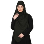 Nazneen Frill around shoulder, Triangle instant ready to wear tie at back Trendy Hijab (OLIVE)