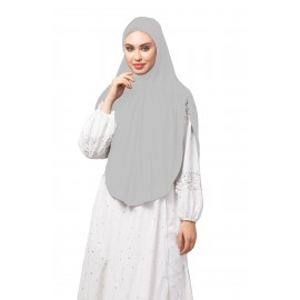 Nazneen Silver Grey gathered Instant Ready to Wear Prayer Hijab