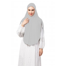 Nazneen Silver Grey gathered Instant Ready to Wear Prayer Hijab