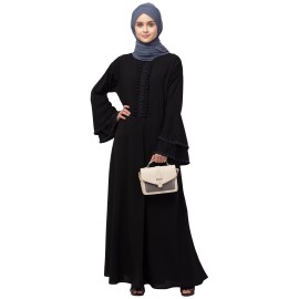 Nazneen Pleats and Beads with Bell sleeve  Abaya