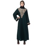 Nazneen Round Neck Front and sleeve drop Embroidery Abaya