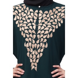 Nazneen Round Neck Front and sleeve drop Embroidery Abaya