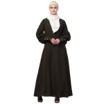 Nazneen long cuff full balloon sleeve with belt A line Abaya