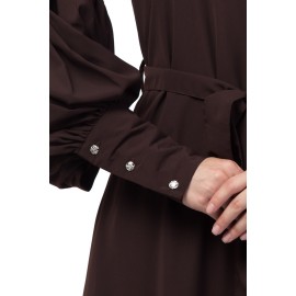 Nazneen long cuff full balloon sleeve with belt A line Abaya