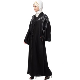 Nazneen Front Back hand embroidered Front open Dubai Abaya