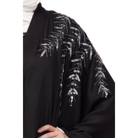 Nazneen Front Back hand embroidered Front open Dubai Abaya