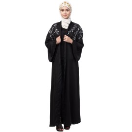 Nazneen Front Back hand embroidered Front open Dubai Abaya