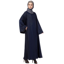 Nazneen front Open  one side hand work Abaya